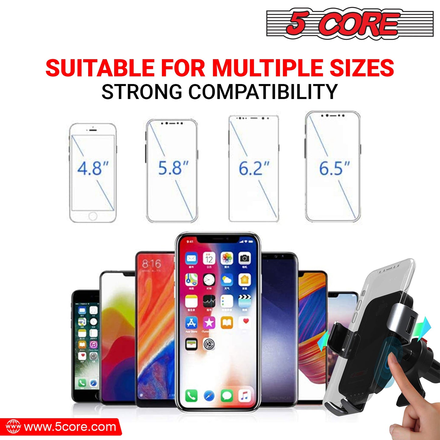 5 Core Magnetic Wireless Car Charger Mount, Stick on The Dashboard for MagSafe iPhone & Android-1